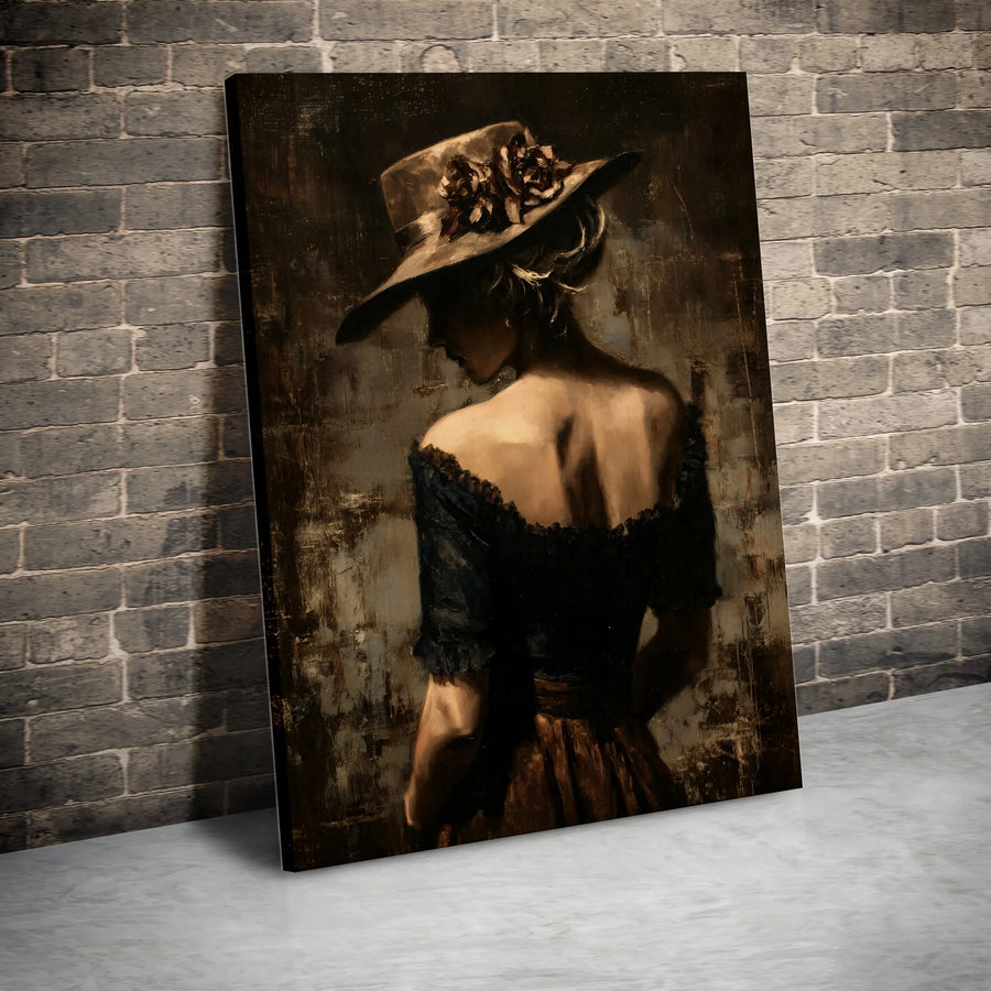 Elegant Woman Portrait Canvas Wall Art | Vintage Oil Painting Style | Premium Gallery Wrap 1.25" Profile | Sophisticated Home Decor Gift