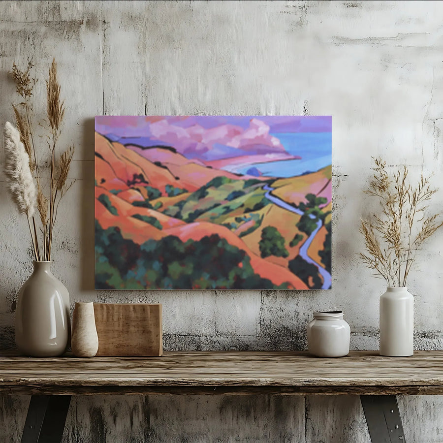Santa Rita Ranchos Canvas Wall Art | Vibrant Coastal Landscape Painting | Premium Thick Gallery Wrap | Modern Living Room Decor Gift