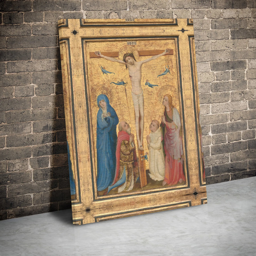 Crucifixion of Jesus Canvas Wall Art | Renaissance Style Religious Painting | Premium Gallery Wrap Print | Catholic Home Decor Gift