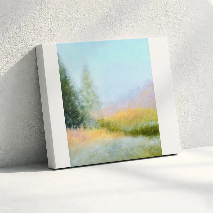 Misty Morning Forest Canvas Wall Art | Impressionist Nature Landscape | Premium 1.25" Gallery Wrap | Serene Home Office Decor