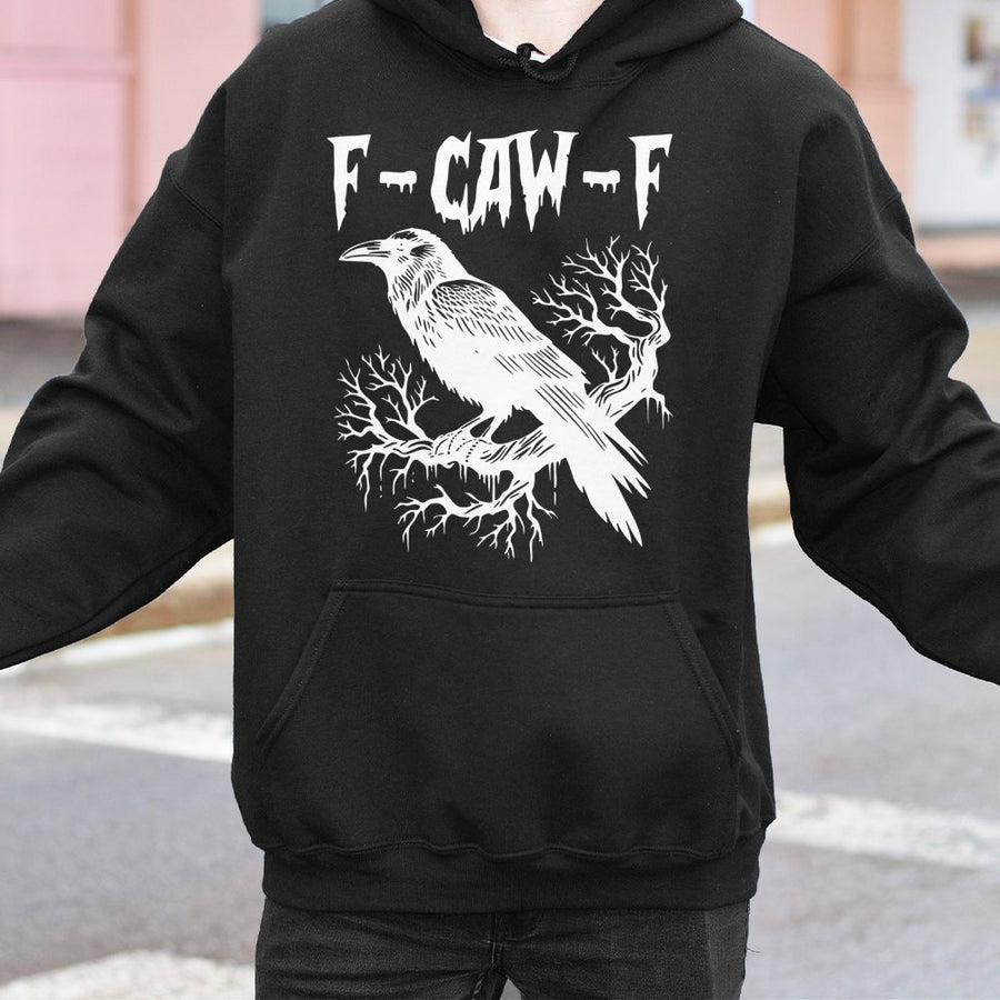 Crow Graphic Hoodie | F-Caw-F Gothic Bird Design | Premium Cotton Blend | Funny Halloween Gift for Bird Lovers