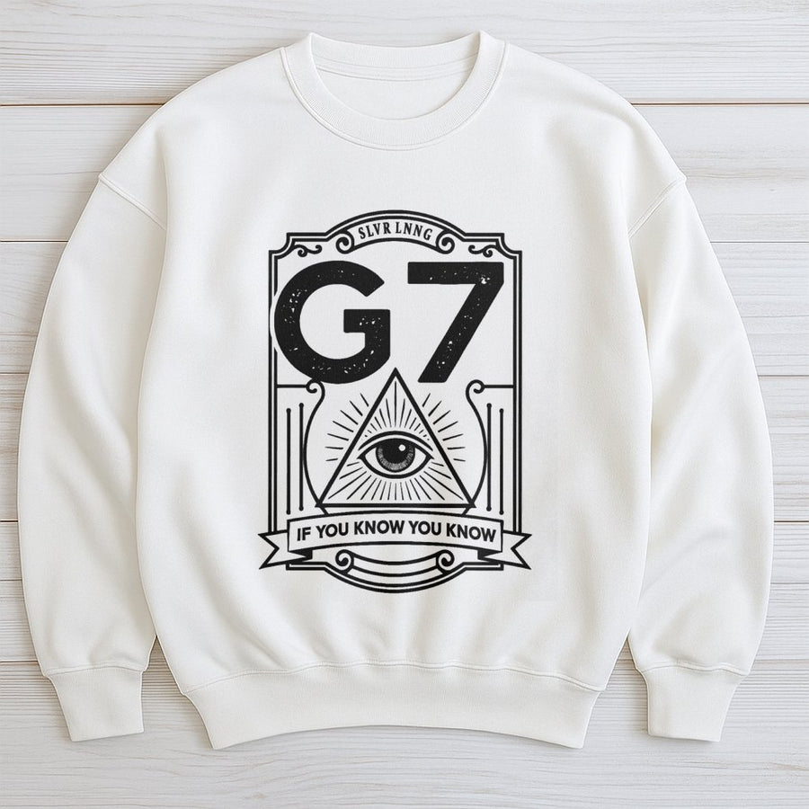 G7 Third Eye Sweatshirt | Illuminati Style Graphic | Soft Cotton Blend Crewneck | Unisex Occult Spiritual Gift for Men and Women
