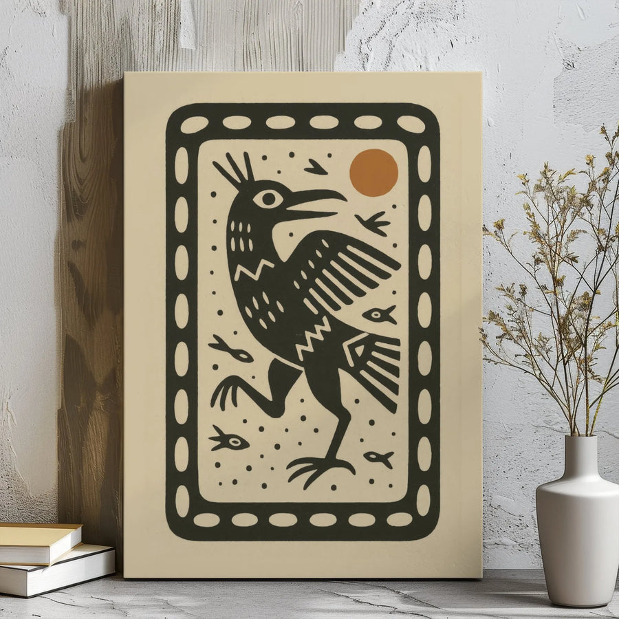Folk Art Bird Wall Art | Abstract Cormorant Animal Print | 1.25-Inch Gallery Wrap Canvas | Modern Minimalist Home Decor Gift