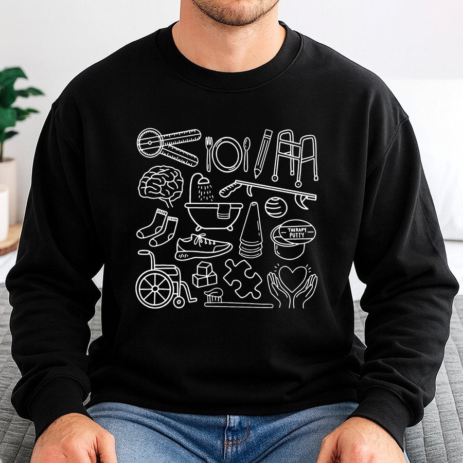 Occupational Therapy Sweatshirt | OT Doodles Medical Graphic Design | Premium Cotton Blend | Gift for OT Student or Occupational Therapist