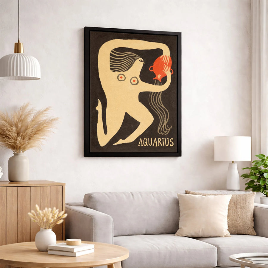 Aquarius Zodiac Wall Art | Vintage Style Water Bearer Print | Premium 1.25-Inch Gallery Canvas | Unique Astrology Gift for Home Decor