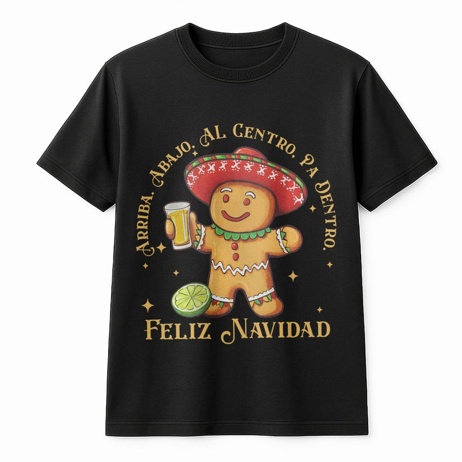Feliz Navidad Gingerbread T-Shirt | Funny Mexican Christmas Drinking Tee | Premium Soft Cotton | Unique Holiday Gift for Latino Friends & Family