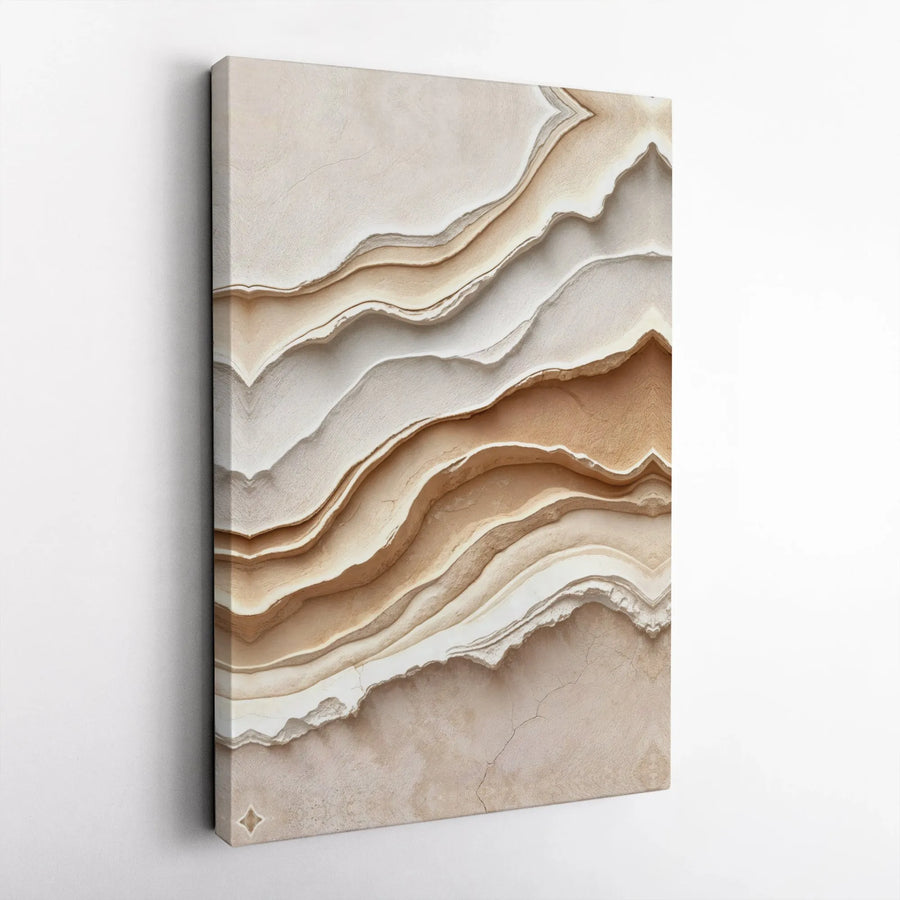 Abstract Earth Tone Canvas Art | Layered Wabi Sabi Wall Decor | Premium Frameless Canvas | Modern Minimalist Home Office Decor Gift