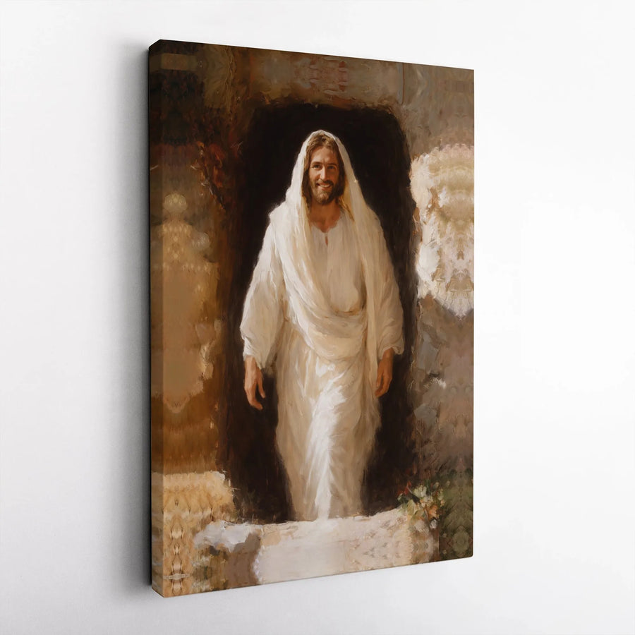 Jesus Christ Wall Art | The Resurrection Painting, He is Risen Decor | Premium Gallery Wrapped Canvas | Inspirational Christian Home Decor Gift