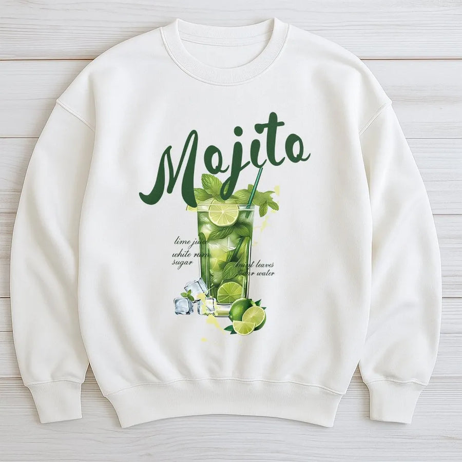 Mojito Cocktail Sweatshirt | Summer Drink Graphic Tee with Recipe Print | Premium Soft Cotton | Unique Gift for Bartender or Mixologist