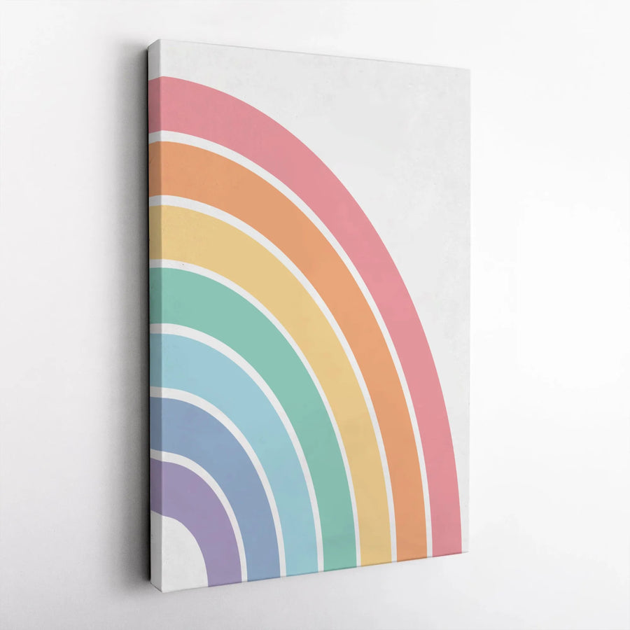 Pastel Rainbow Wall Art | Minimalist Boho Arc Canvas Print | Premium Fade-Resistant Decor | Modern Nursery or Living Room Gallery