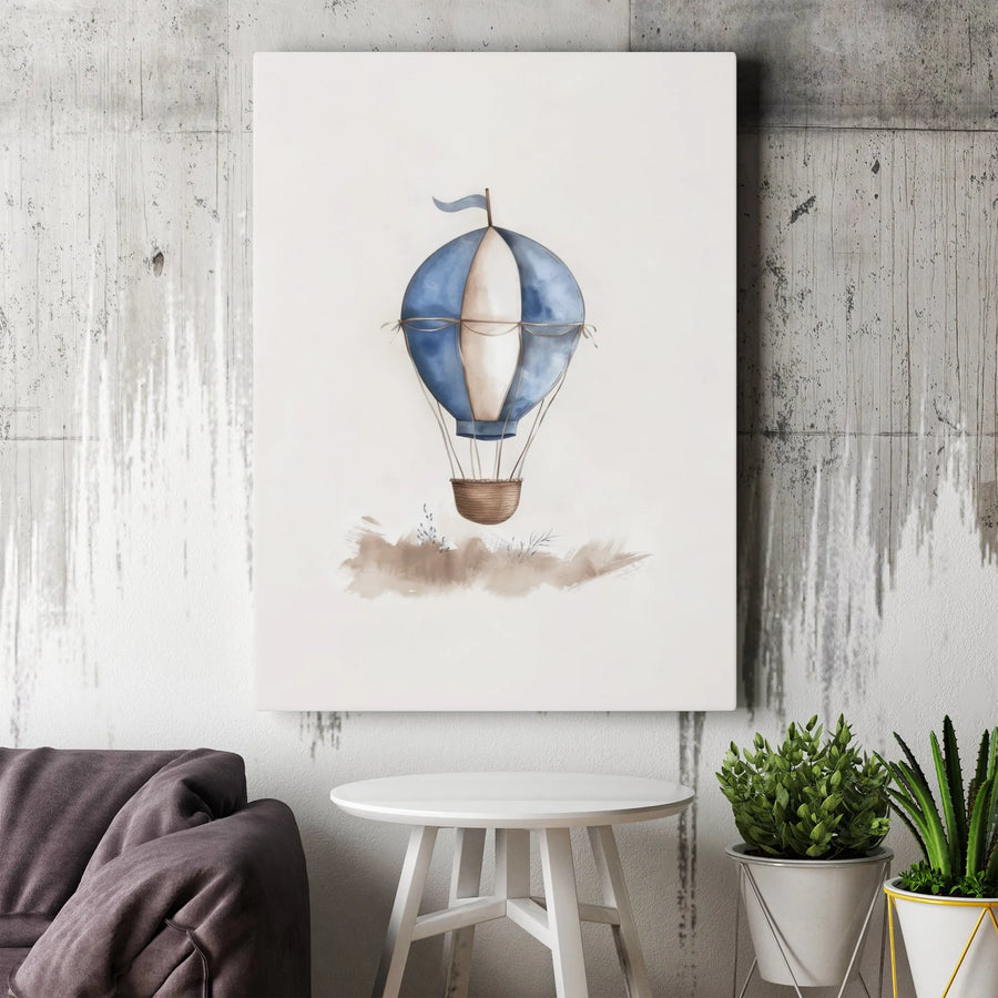 Hot Air Balloon Canvas Print | Watercolor Nursery Wall Art | 1.25 Inch Premium Gallery Wrap | Whimsical Travel Decor For Kids Room
