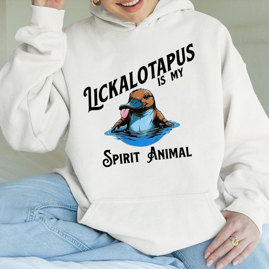 Lickalotapus Spirit Animal Hoodie | Funny Platypus Graphic Sweatshirt | Premium Cotton Blend | Gift For Animal Lovers