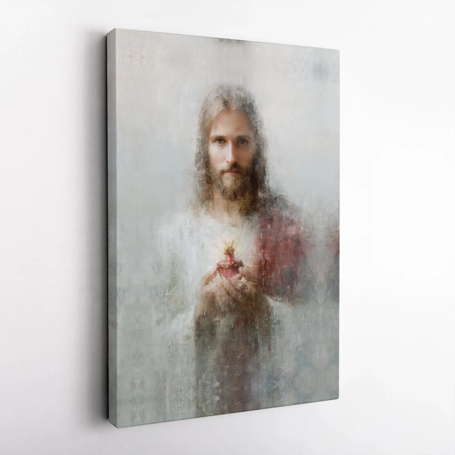 Sacred Heart of Jesus Canvas Wall Art | Modern Religious Portrait Print | Premium 1.25" Gallery Wrap | Christian Home Decor Gift