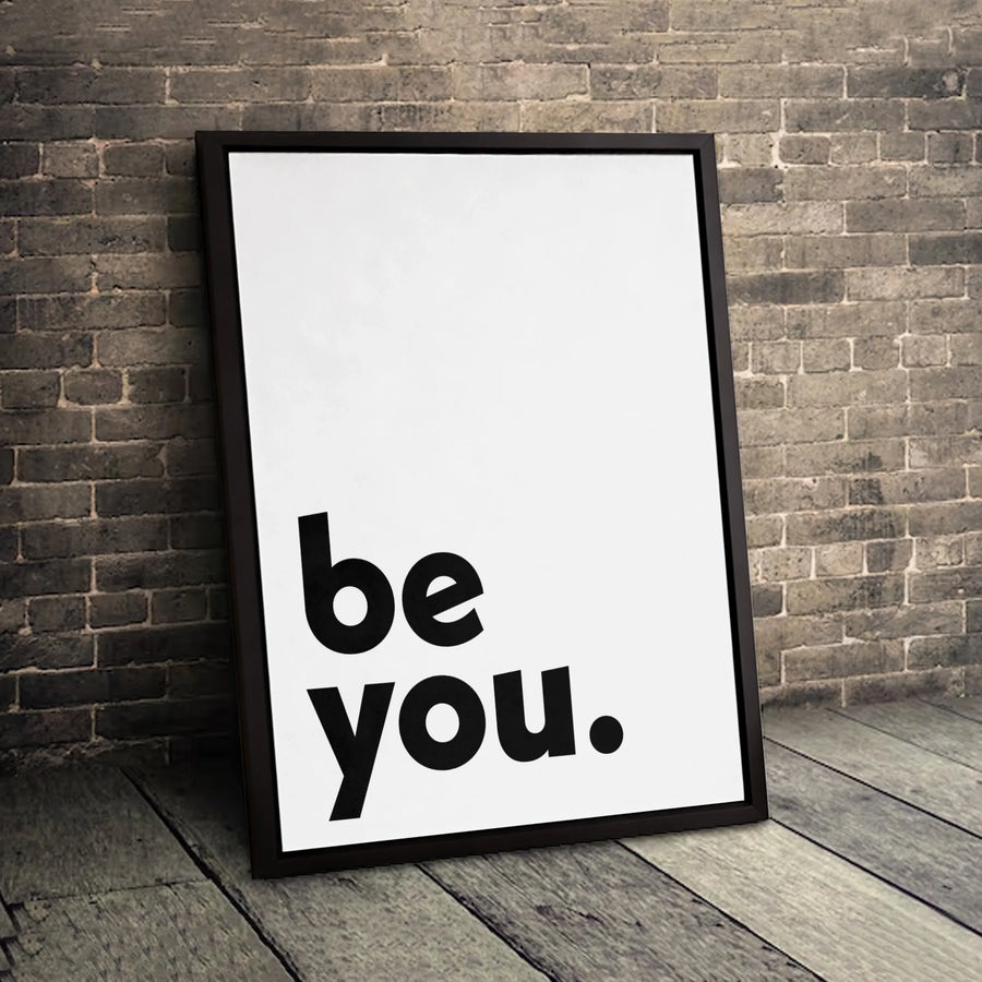 Be You Canvas Wall Art | Modern Minimalist Typography Print | 1.25 Inch Premium Gallery Wrap | Inspirational Home Decor Gift