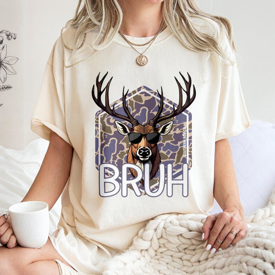 Deer Hunter T-Shirt | Funny Bruh Buck Graphic Design | Premium 100% Cotton Tee | Gift for Hunters and Outdoorsmen