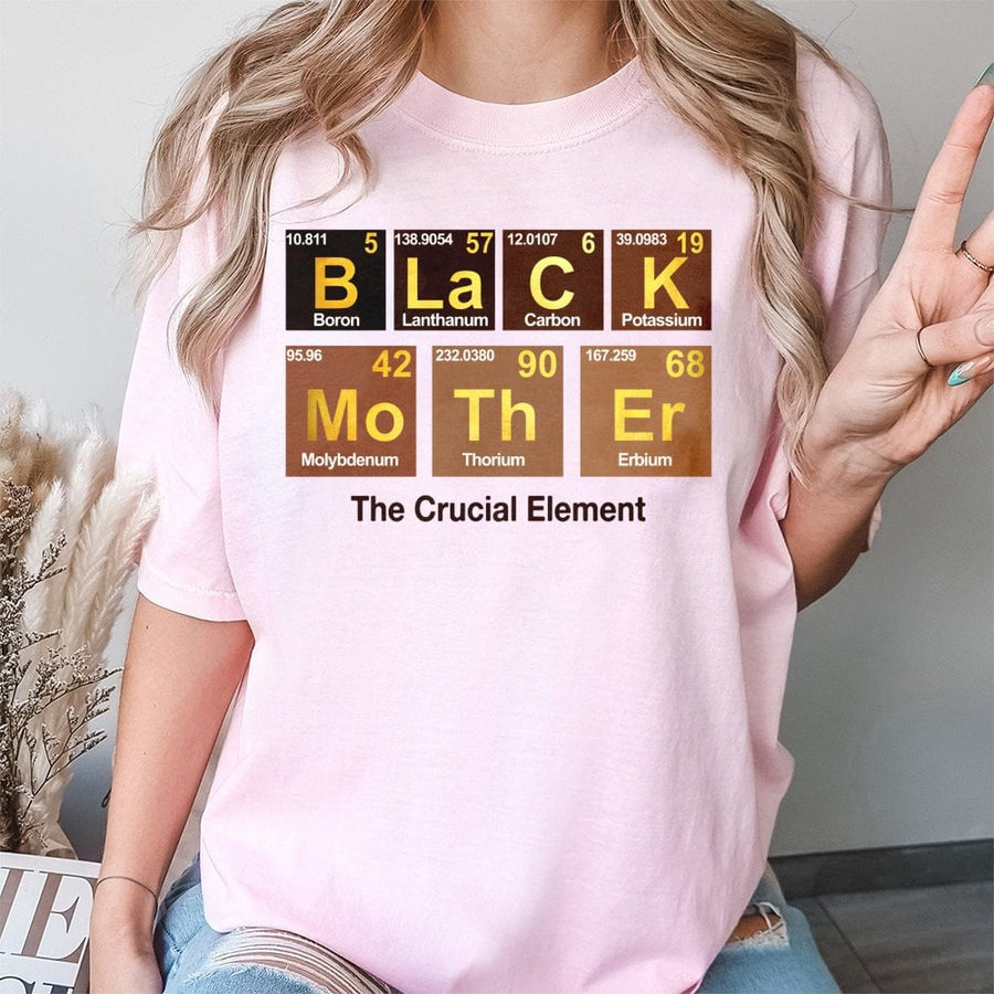 Black Mother Periodic Table T-Shirt | Melanin Empowerment Science Graphic | 100% Cotton Premium Tee | Unique Gift for Black Moms and Women