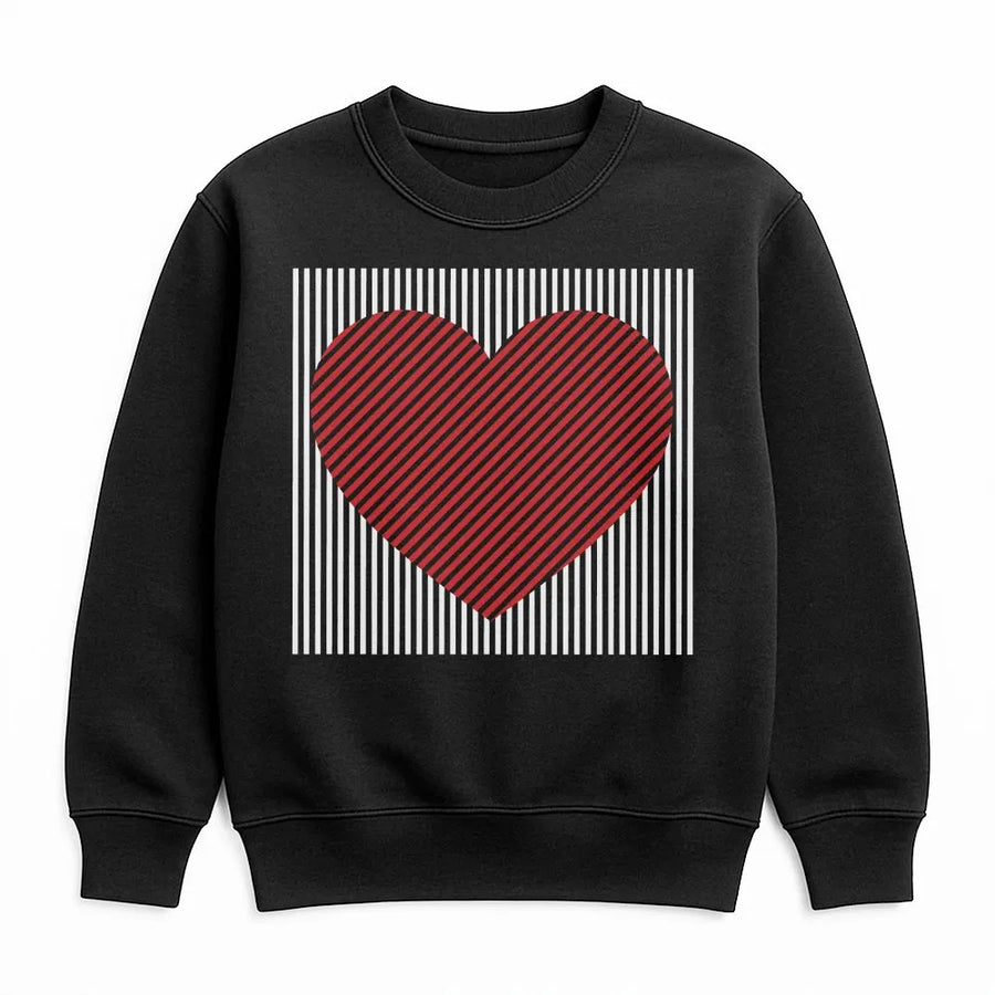 Valentine Heart Sweatshirt | Minimalist Red Striped Graphic | Premium Cotton Blend | Romantic Gift for Her & Couples