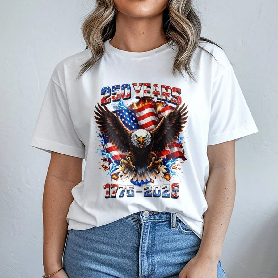 Patriotic 250th Anniversary T-Shirt | 1776-2026 American Flag Eagle | Premium Cotton Graphic Tee | Independence Day 2026 Gift for Patriots