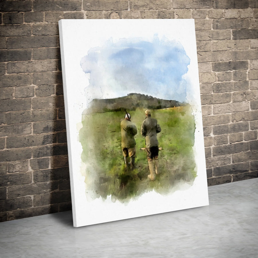 Game Hunting Canvas Art | Watercolor Country Field Portrait | Premium Gallery Wrap Print | Gift for Hunter or Outdoor Enthusiast