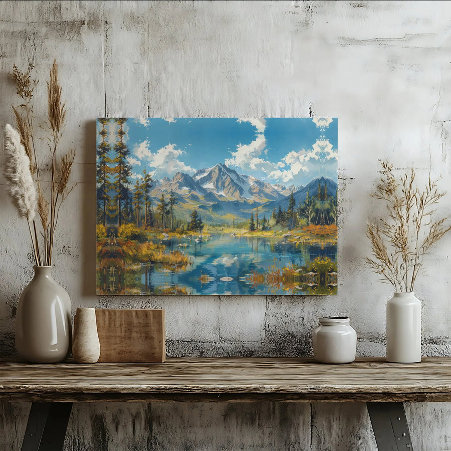 Mountain Lake Canvas Print | Scenic Pine Forest Landscape | 1.25" Gallery Wrap Premium Decor | Nature Wall Art Gift for Home or Office