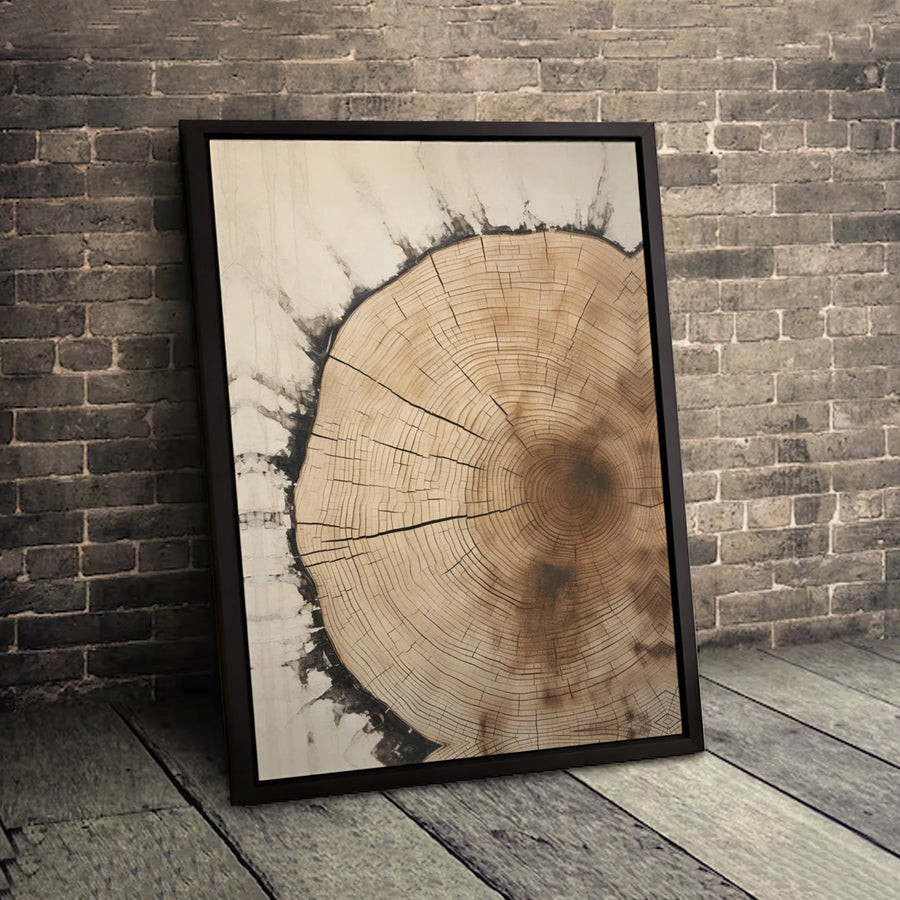 Tree Ring Wall Art | Rustic Wood Slice Grain Canvas | Premium Gallery Wrapped Print | Modern Farmhouse Living Room Decor