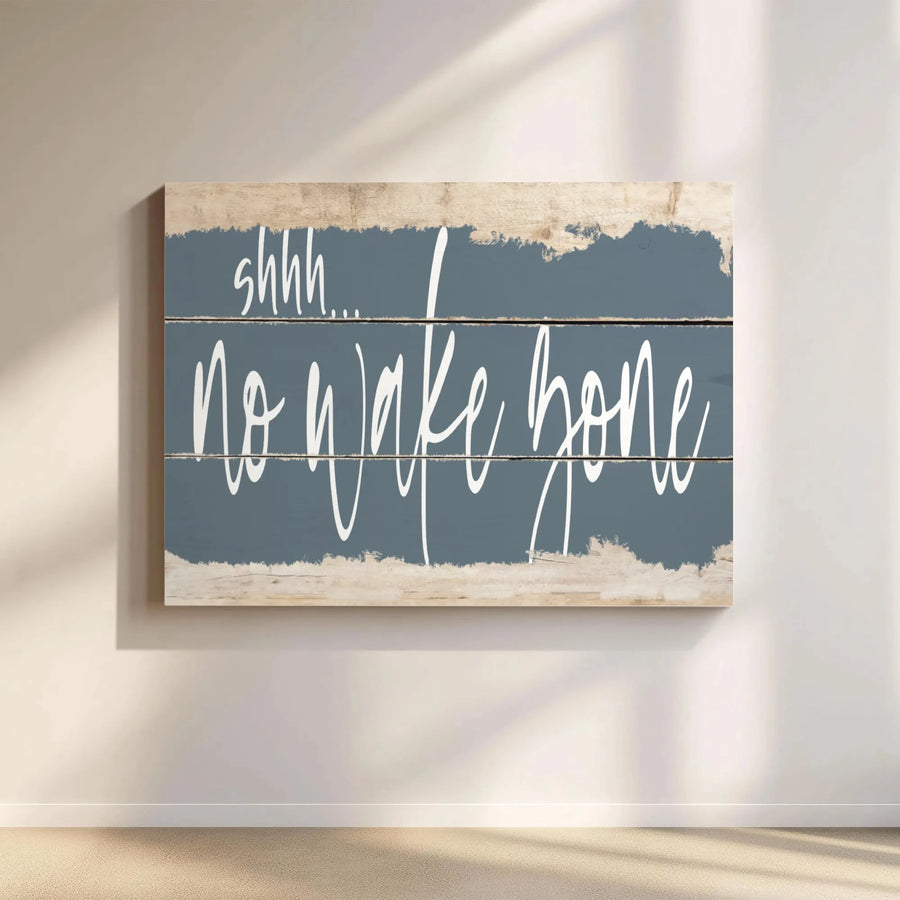 Shhh No Wake Zone Canvas Wall Art | Rustic Coastal Lake House Decor | Premium 1.25 Inch Gallery Wrap | Gift for Boating Enthusiasts