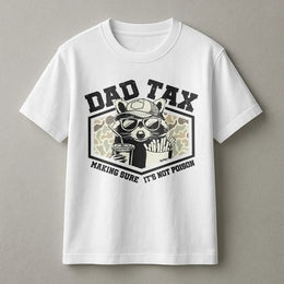 Dad Tax T-Shirt | Funny Raccoon Graphic Crewneck | Soft Unisex Pullover | Humorous Father's Day Gift for Dad