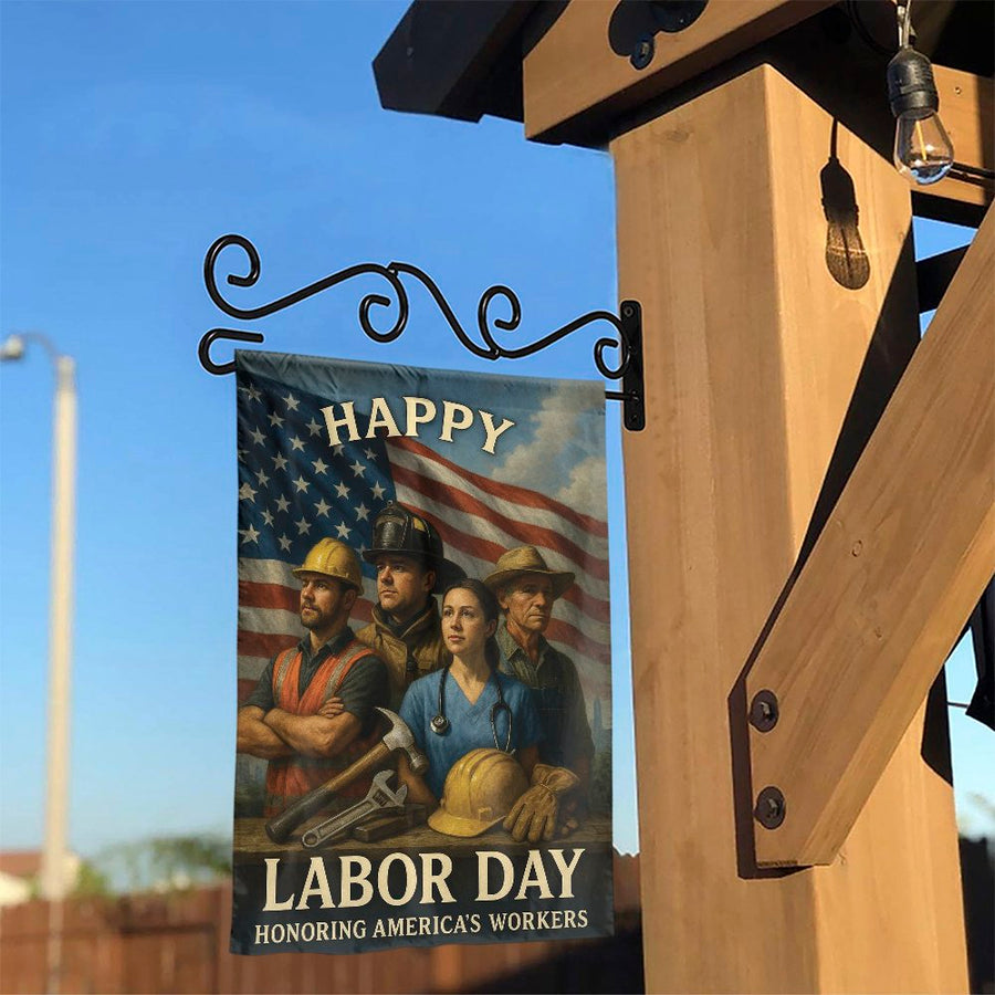 Labor Day Garden Flag | Honoring America's Workers Patriotic Yard Decor | Premium Weather-Resistant Polyester | Gift for Union Workers and Veterans