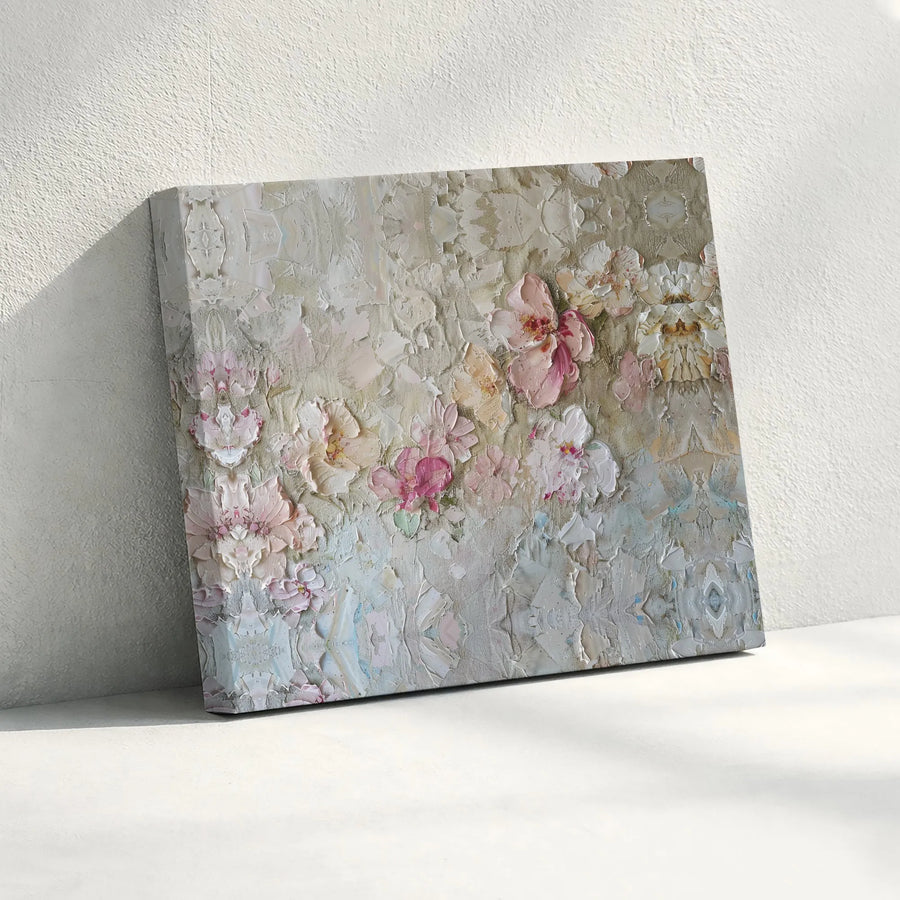 Textured Floral Canvas Wall Art | 3D Botanical Painting Print | Premium Gallery Wrapped Canvas | Modern Farmhouse Living Room Decor Gift