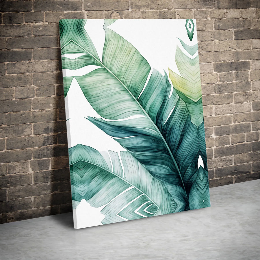 Tropical Leaf Canvas Wall Art | Modern Botanical Watercolor Print | Premium Thick Gallery Wrap Canvas | Boho Living Room Decor Gift