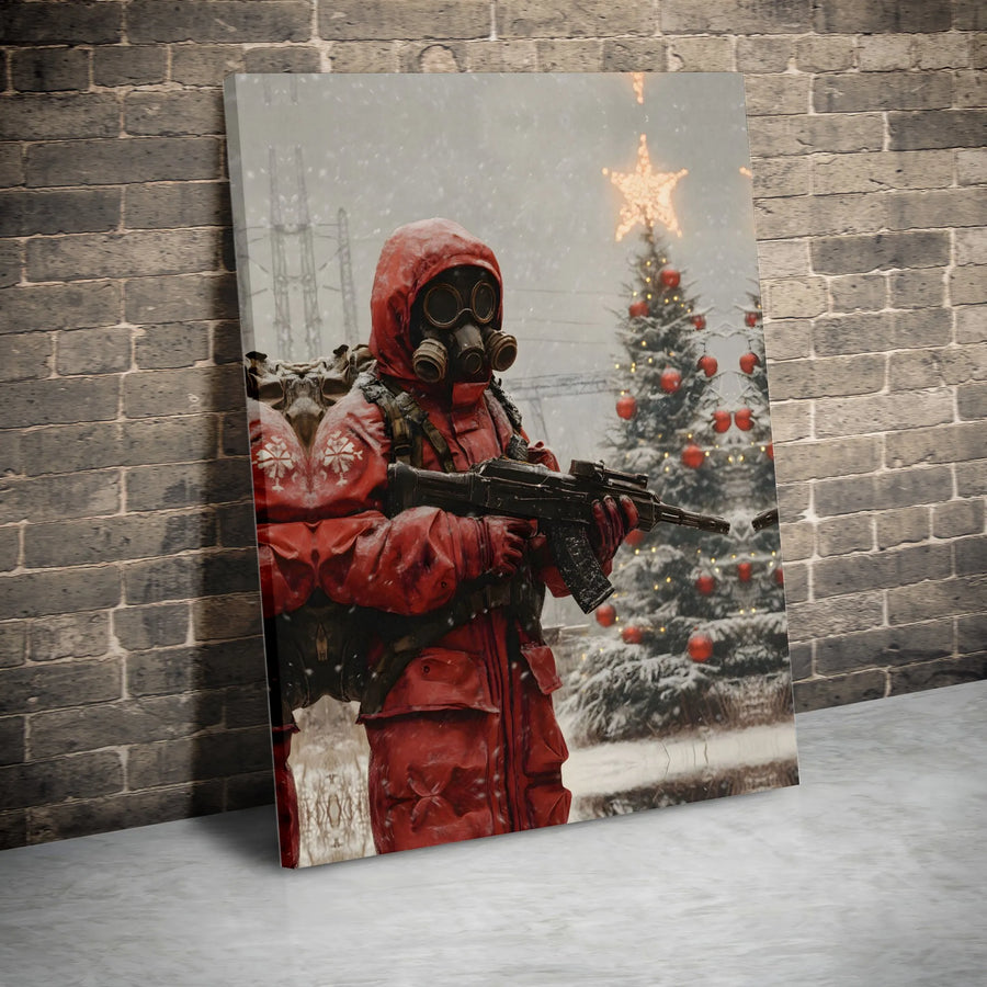 Post-Apocalyptic Soldier Canvas Art | Dark Winter Christmas Decor | Premium Gallery Wrap Wall Print | Unique Gift for Gamer or Collector