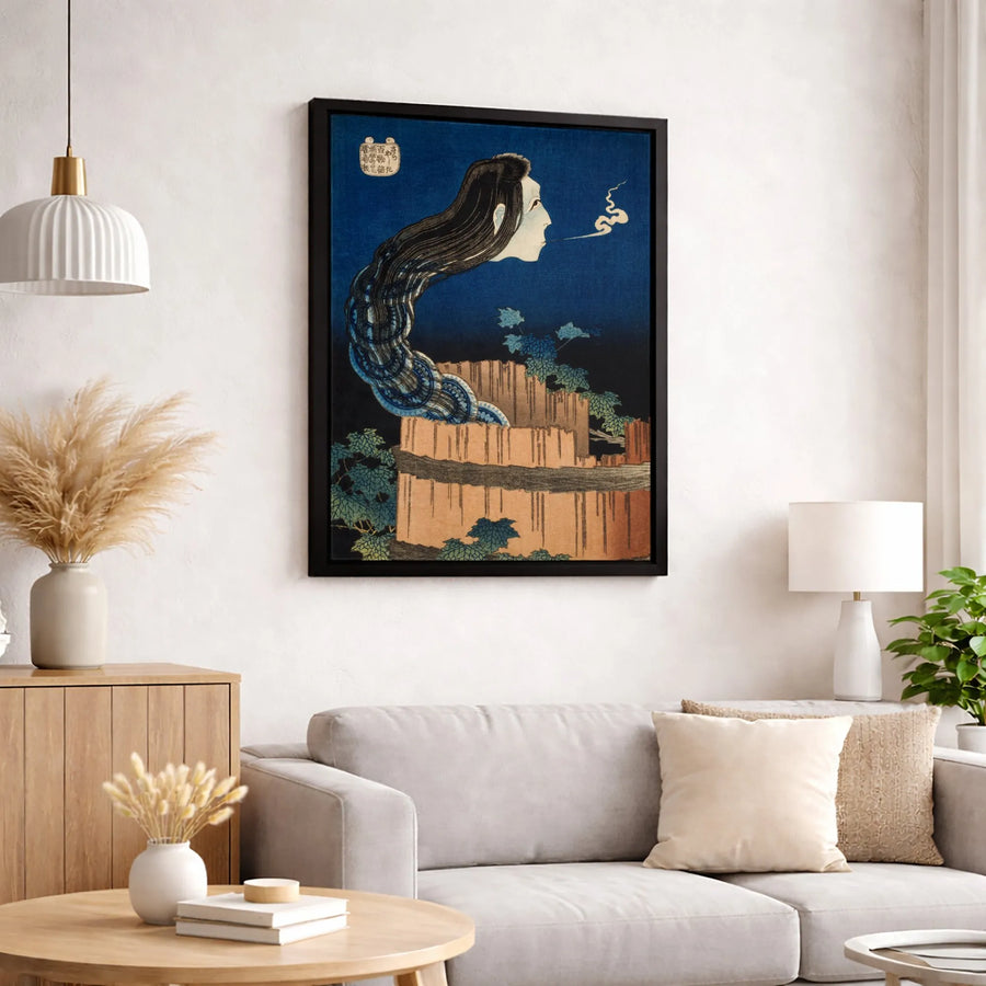Japanese Ghost Art Canvas | Ukiyo-e Woodblock Print Sara-Yashiki Wall Decor | Gallery-Quality Fade-Resistant Print | Gothic Home Decor Gift for Collectors