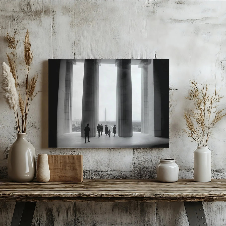 Lincoln Memorial Canvas Print | Vintage Black and White Washington DC Photo | Gallery Quality Wall Art | Collector's Gift for History Buff