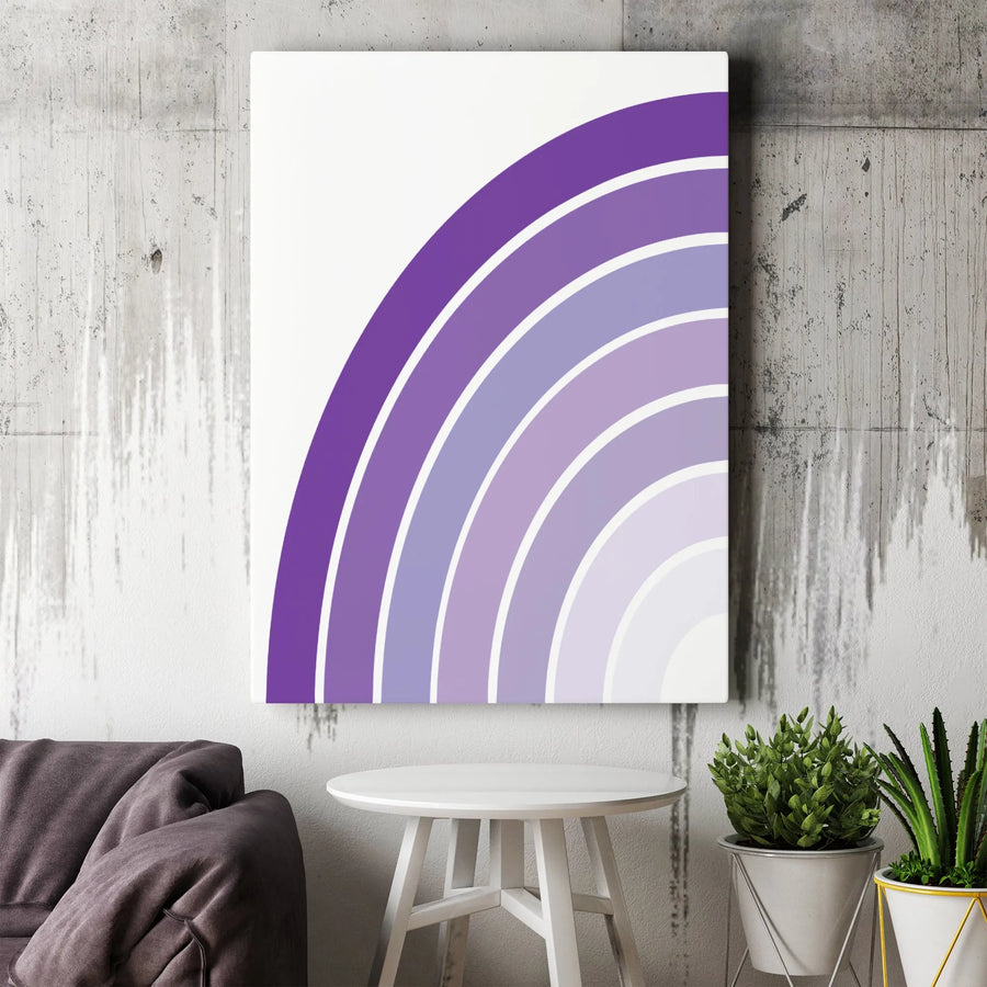 Purple Gradient Rainbow Wall Art | Modern Arc Geometric Print | Premium Gallery Wrapped Canvas | Minimalist Home Decor for Living Room