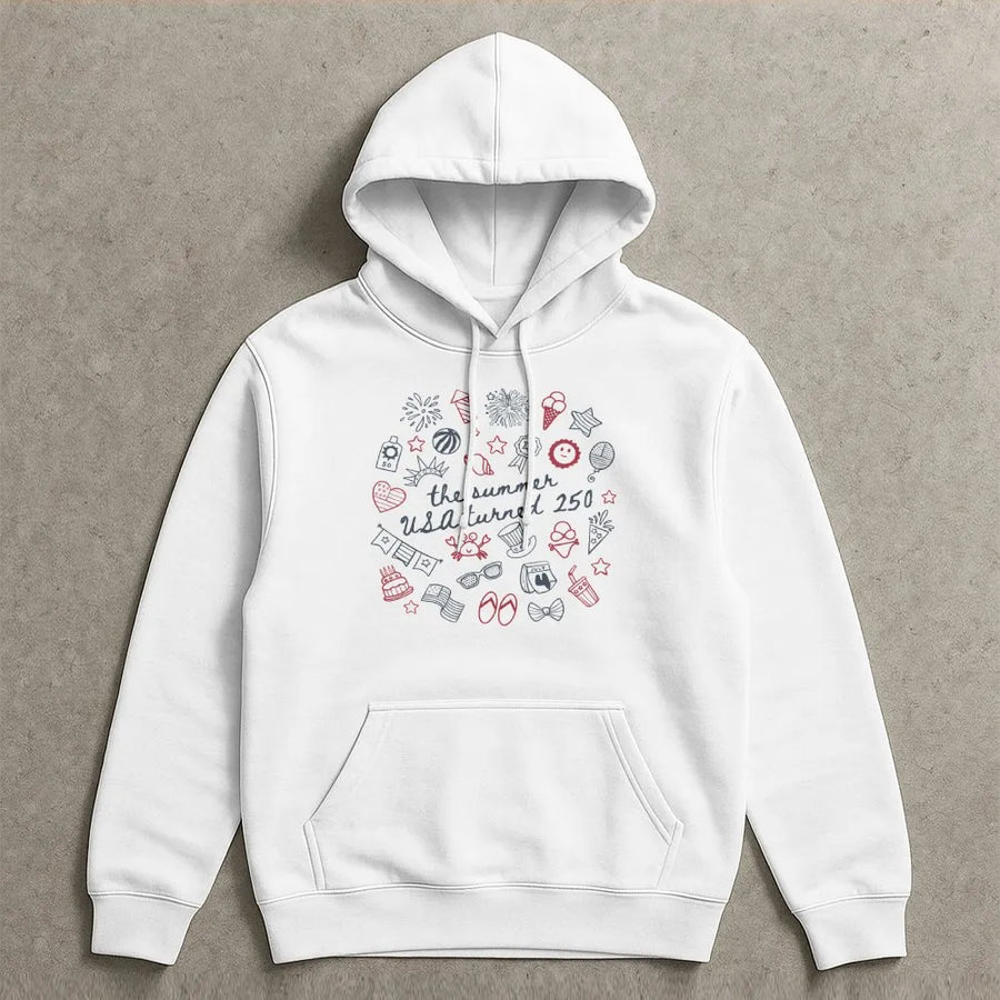 America 250th Anniversary Hoodie | The Summer USA Turned 250 Graphic | Ultra-Soft Cotton Blend | Commemorative Patriotic Gift