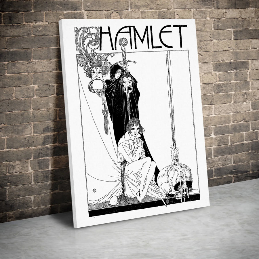 Hamlet Art Nouveau Canvas Print | Shakespeare Skull & Sword Illustration | Premium Gallery Wrapped Wall Art | Literary Gift for Book Lovers