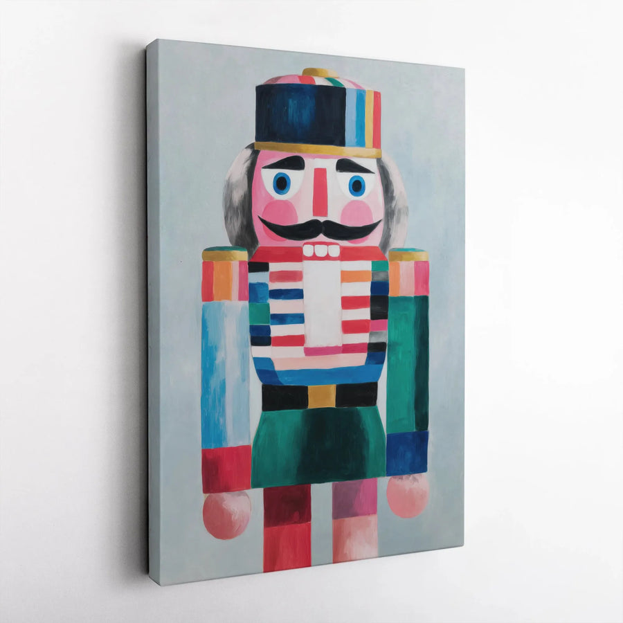 Nutcracker Wall Art | Colorful Modern Abstract Christmas Decor | Premium Gallery Wrapped Canvas | Festive Holiday Home Gift
