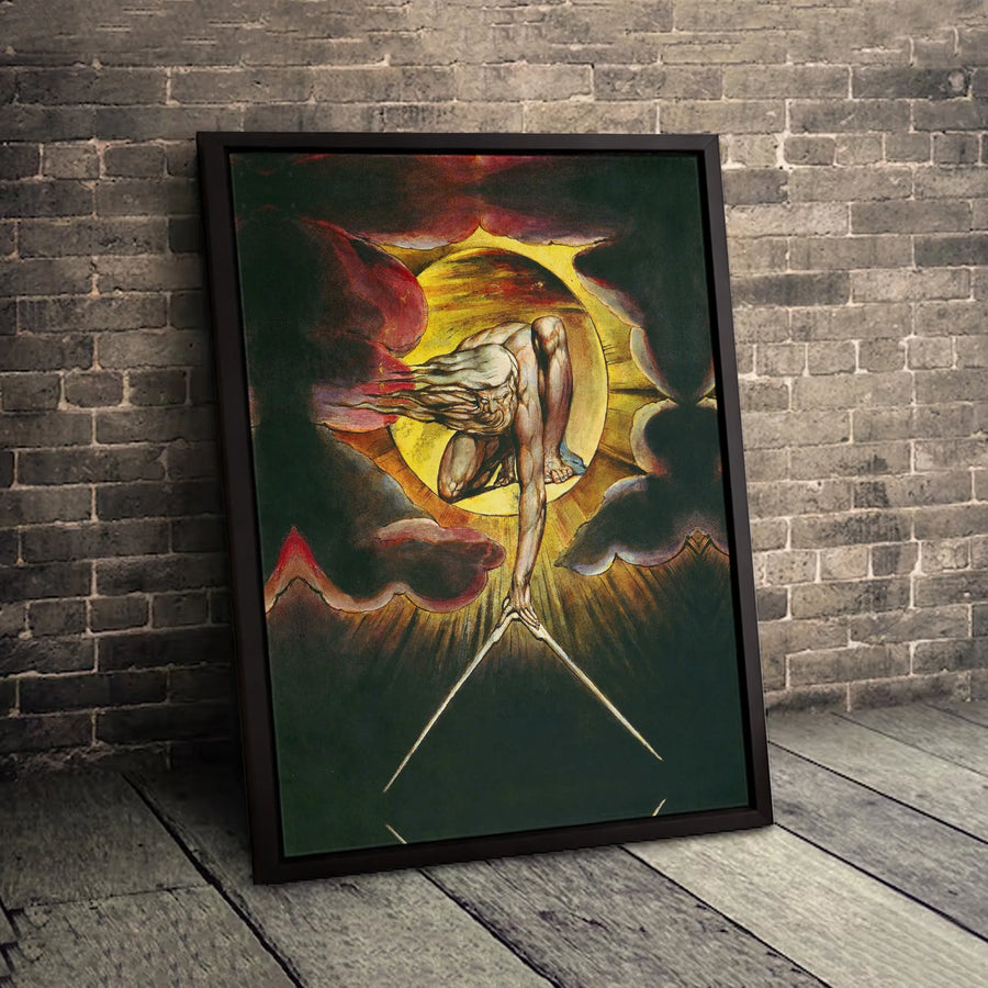 The Ancient of Days Wall Art | William Blake Famous Classic Painting | Premium Framed Gallery Canvas | Intellectual Home Decor Gift