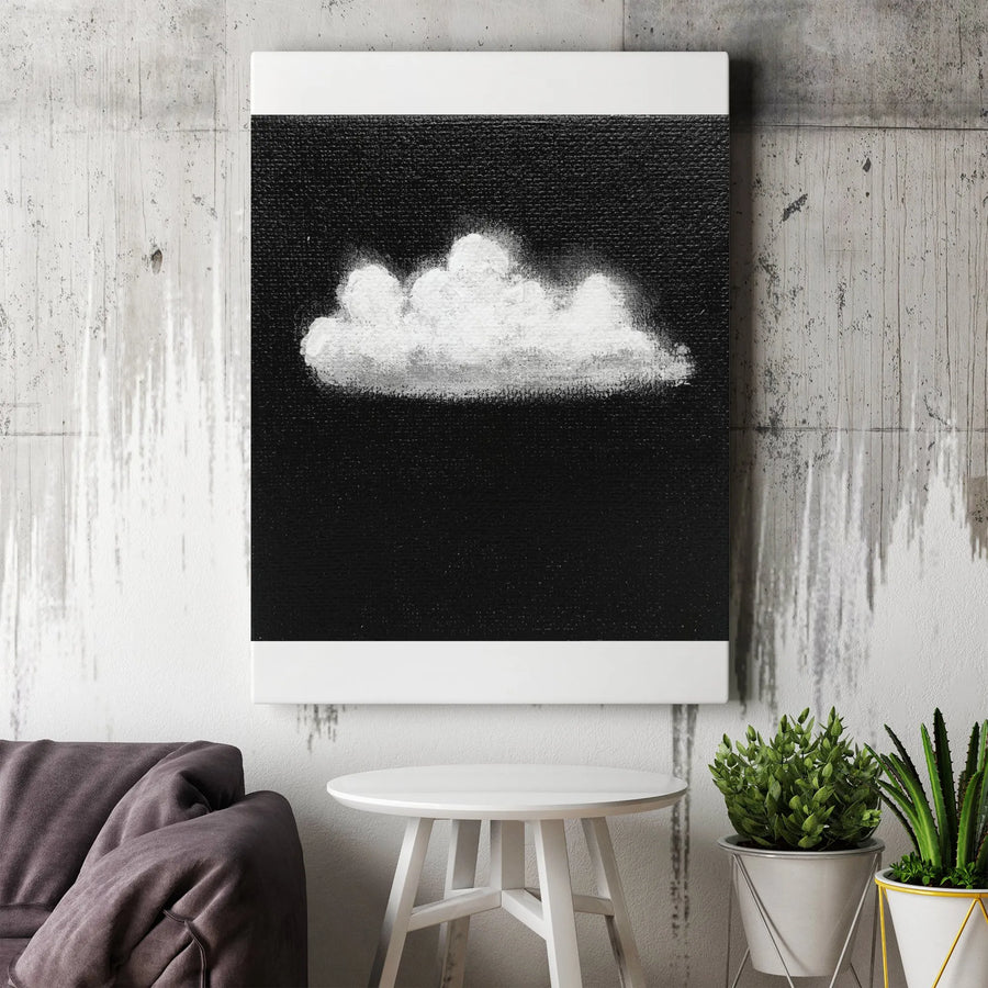 Minimalist Cloud Canvas Wall Art | High Contrast Textured Cloud Print | Premium Thick Gallery Wrap Canvas | Modern Office & Living Room Decor Gift