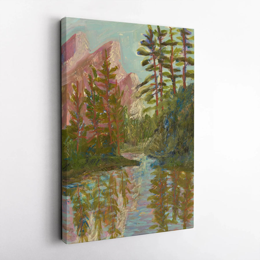 Yosemite National Park Canvas Wall Art | Impressionist Mountain & River Painting | Premium Thick Gallery Wrap Canvas | Nature Lover Home Decor Gift