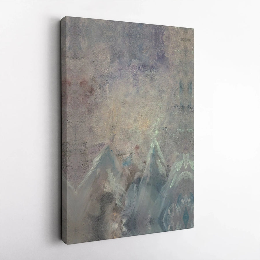 Abstract Mountain Canvas Wall Art | Muted Earth Tone Peaks Painting | 1.25" Premium Gallery Wrapped Print | Modern Minimalist Home Office Decor