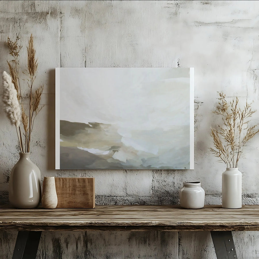 Abstract Landscape Canvas Wall Art | Minimalist Earth Tone Painting Print | Premium Gallery Wrapped Canvas | Modern Living Room Decor Gift