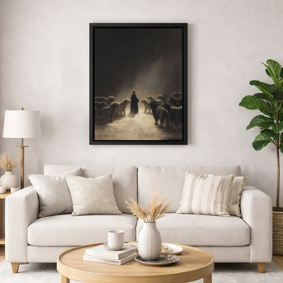 Daniel In The Lions' Den Canvas Print | Biblical Wall Art Scene | Premium Gallery Wrap 1.25" Profile | Christian Home Decor & Religious Gift