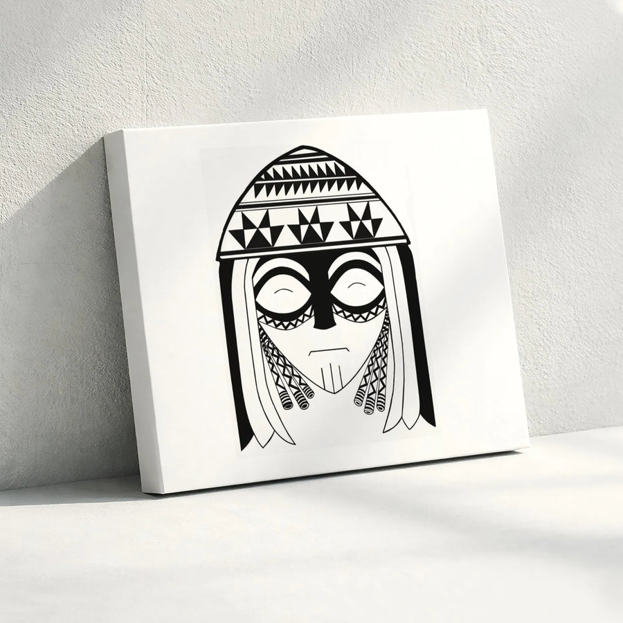Tribal Mask Canvas Print | Abstract Geometric Pattern Wall Art | Premium Gallery-Wrapped 1.25" Profile | Modern Home & Office Decor Gift