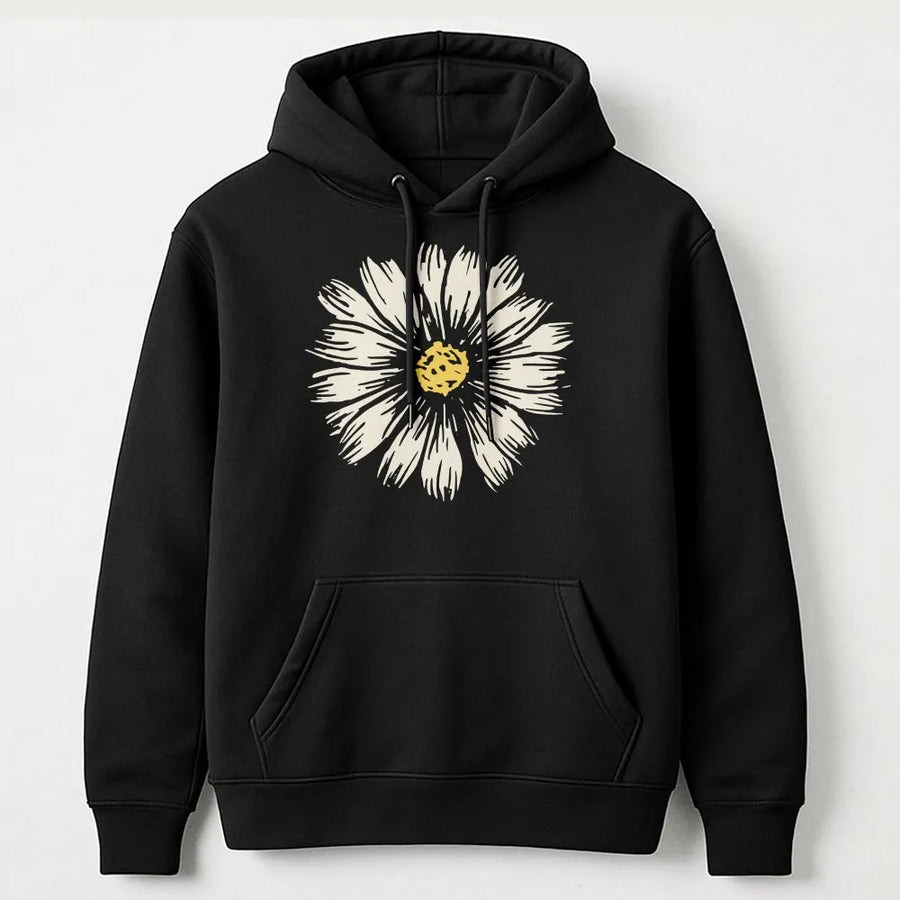 Daisy Hoodie | Boho Wildflower Graphic | Premium Cotton Blend | Aesthetic Gift for Plant Lovers and Gardeners