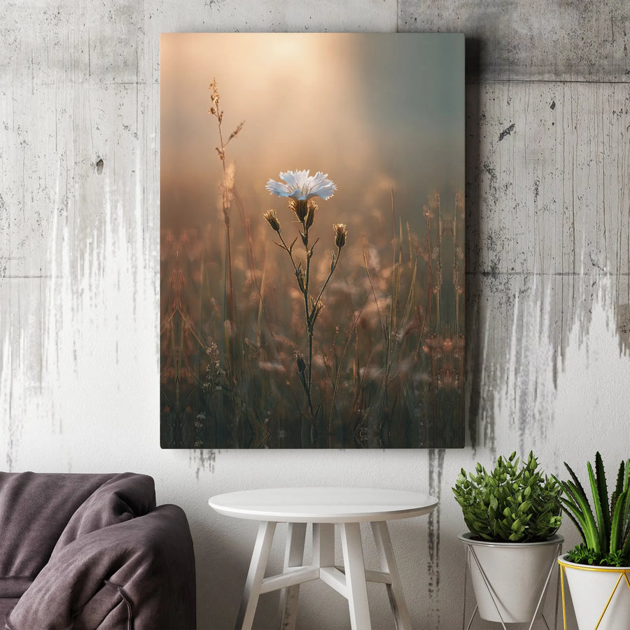 Wildflower Canvas Wall Art | Golden Sunrise Meadow Aesthetic | Premium Gallery Wrap Print | Nature Decor For Home Or Office