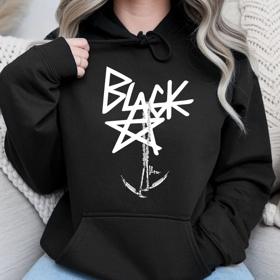 Black Star Anchor Hoodie | Nautical Maritime Graphic Streetwear | Premium Cotton-Blend Pullover | Aesthetic Urban Clothing for Men and Women