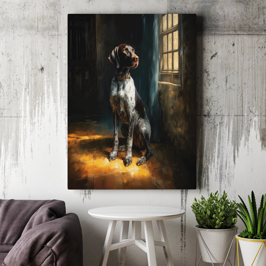 German Shorthaired Pointer Canvas Art | Vintage Oil Painting Style Dog Portrait | Premium Thick Gallery Wrap Canvas | Gift for GSP Owner & Hunter
