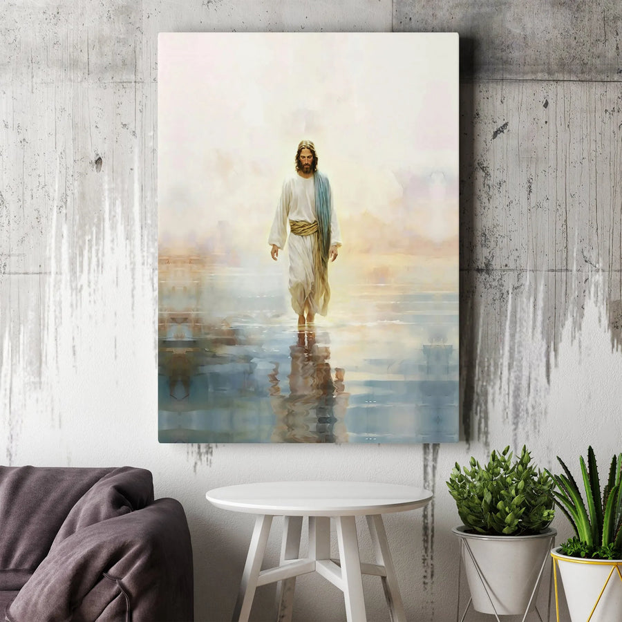 Jesus Walking On Water Wall Art | Religious Christian Canvas Print | Premium Gallery-Wrapped Decor | Faith-Based Gift For Home Or Church