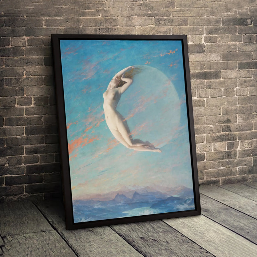 Selene Moon Goddess Wall Art | Fine Art Canvas Print by Albert Aublet | Premium 1.25 Inch Gallery Wrap | Mythological Home Decor Gift